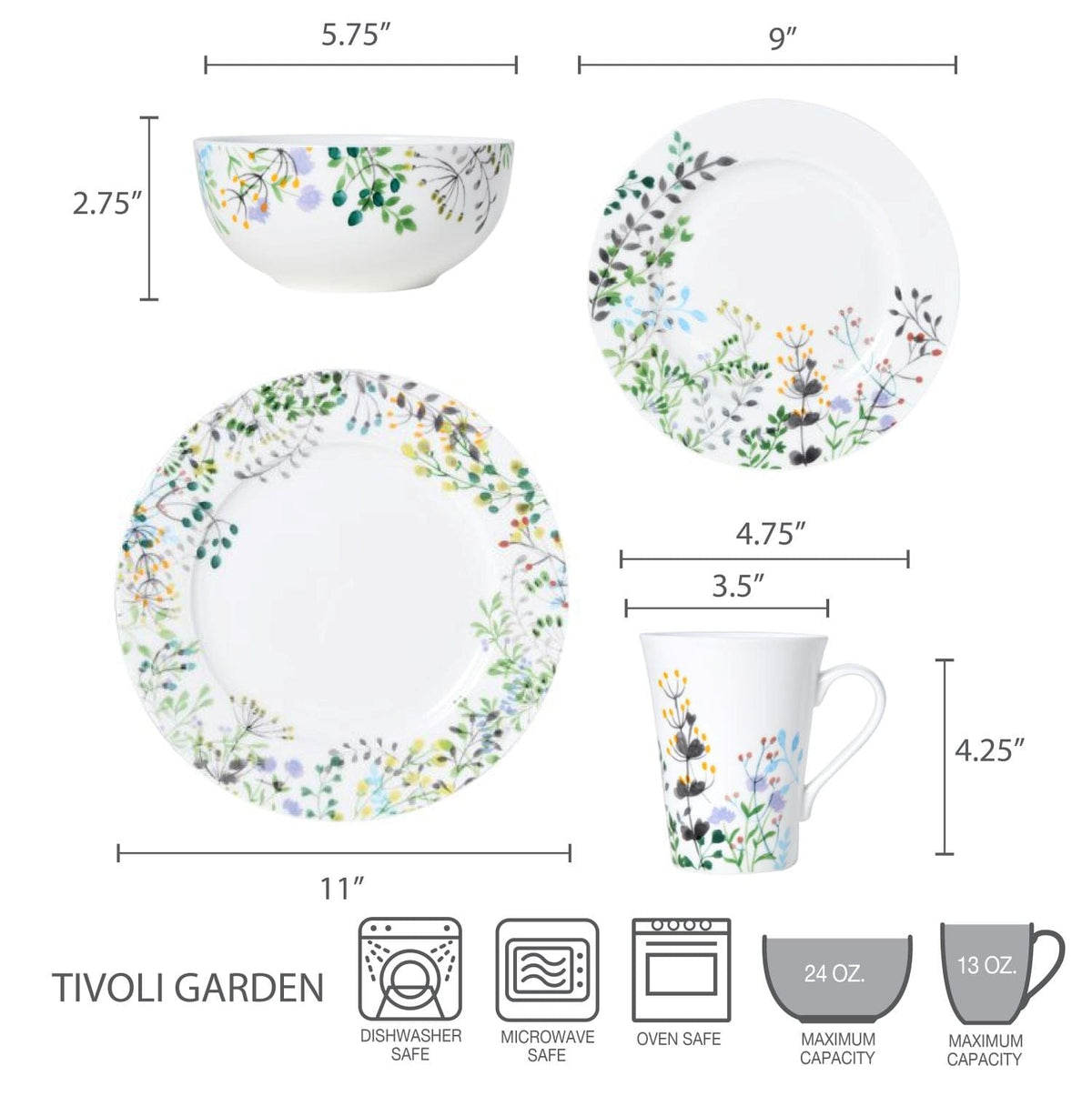 Dinnerware, Tivoli Garden 16 Piece Set, Service for 4, Dishwasher-Safe Care for Everyday Meals and Table Settings image 5
