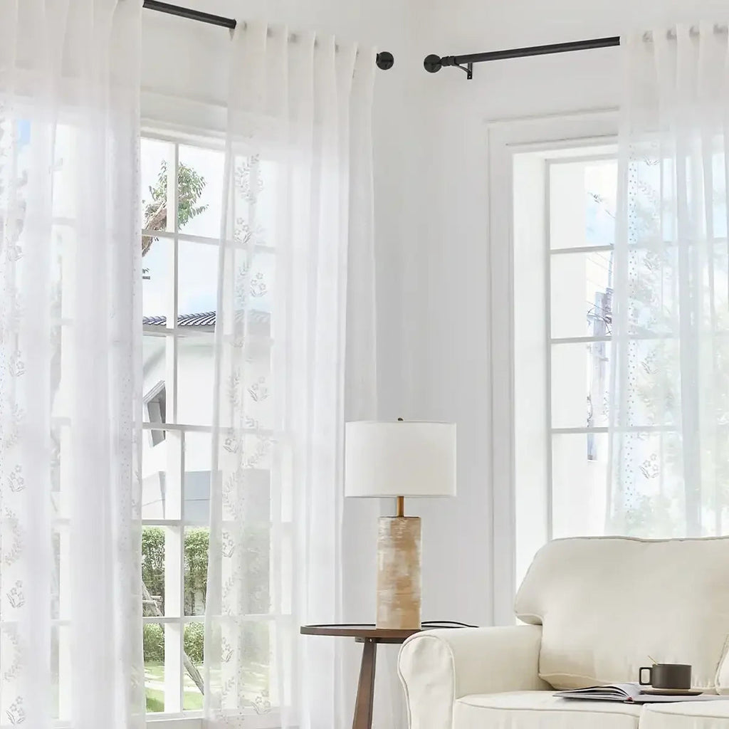 Window Curtain, Embroidered Floral Sheer Curtains (2 Panels) for Windows, Room Styling and Everyday Privacy, 3 Sizes and 3 Colors image 5
