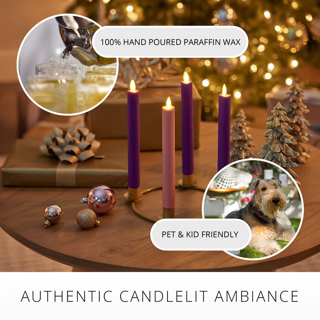 Flameless Candle, Purple Tapers Set of 2 for Bedrooms, Living Rooms and Everyday Candlelight Ambience image 5
