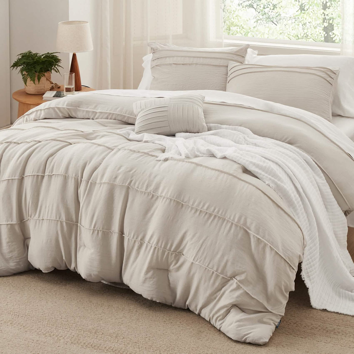 Bed Comforter, Pinch Pleat Set for Year-Round Bedroom Comfort and Restful Sleep, 5 Sizes and 19 Colors image 5