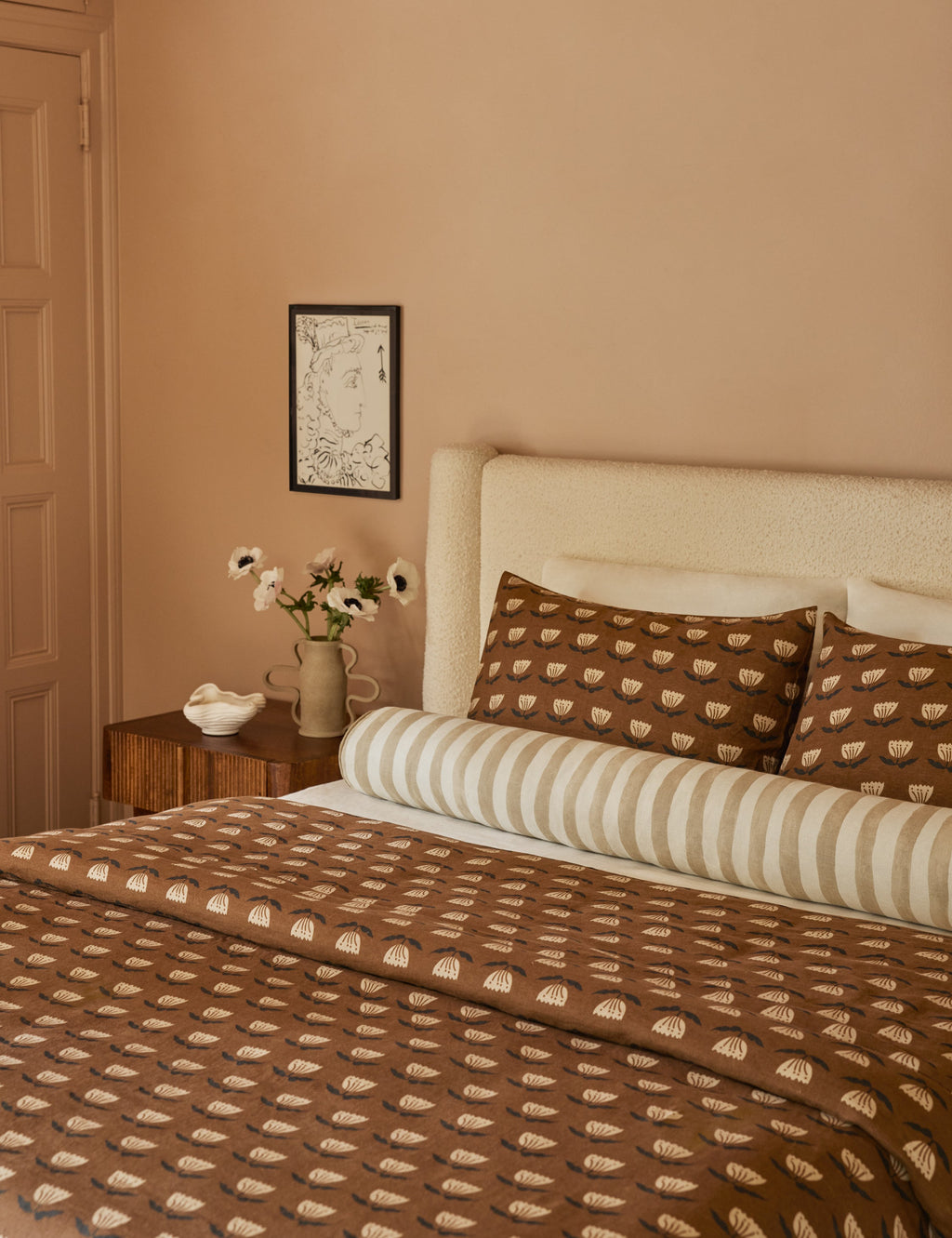 Bed Pillow, Painterly Stripe Linen Long Bolster for Everyday Sleep and Guest Room Bedding, 3 Color Options image 5