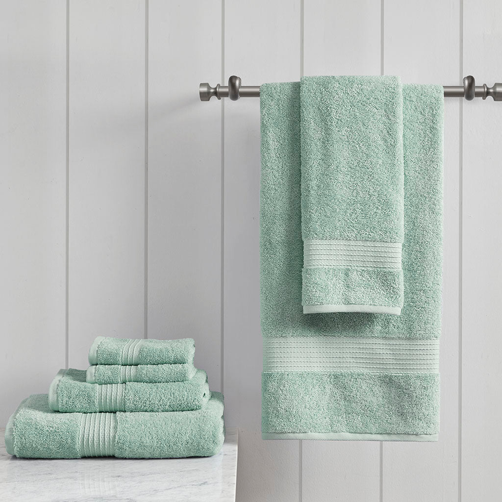 Bath Linen, Organic 6 Piece Cotton Towel Set, Machine-Washable Care for Daily Bathroom Routines and Guest Baths, 8 Color Options image 5