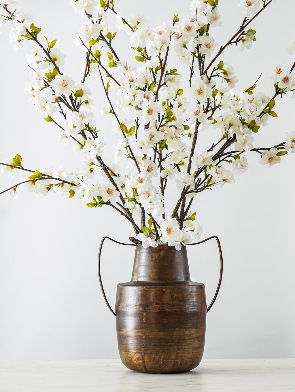Decorative Vase, Patina Brass Metal, Ceramic Construction for Flowers, Shelves and Living Spaces image 5