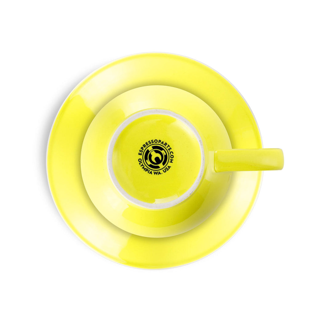 Coffee Mug, Latte Cup & Saucer Yellow (8oz 252ml), Ceramic Construction, Porcelain Construction for Everyday Drinks, Home and Entertaining image 5