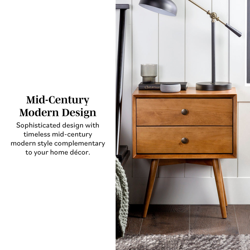 Nightstand, Mid Century Solid Wood Collection 1 or 2 for Bedrooms, Bedside Essentials and Everyday Storage, 2 Color Options image 5