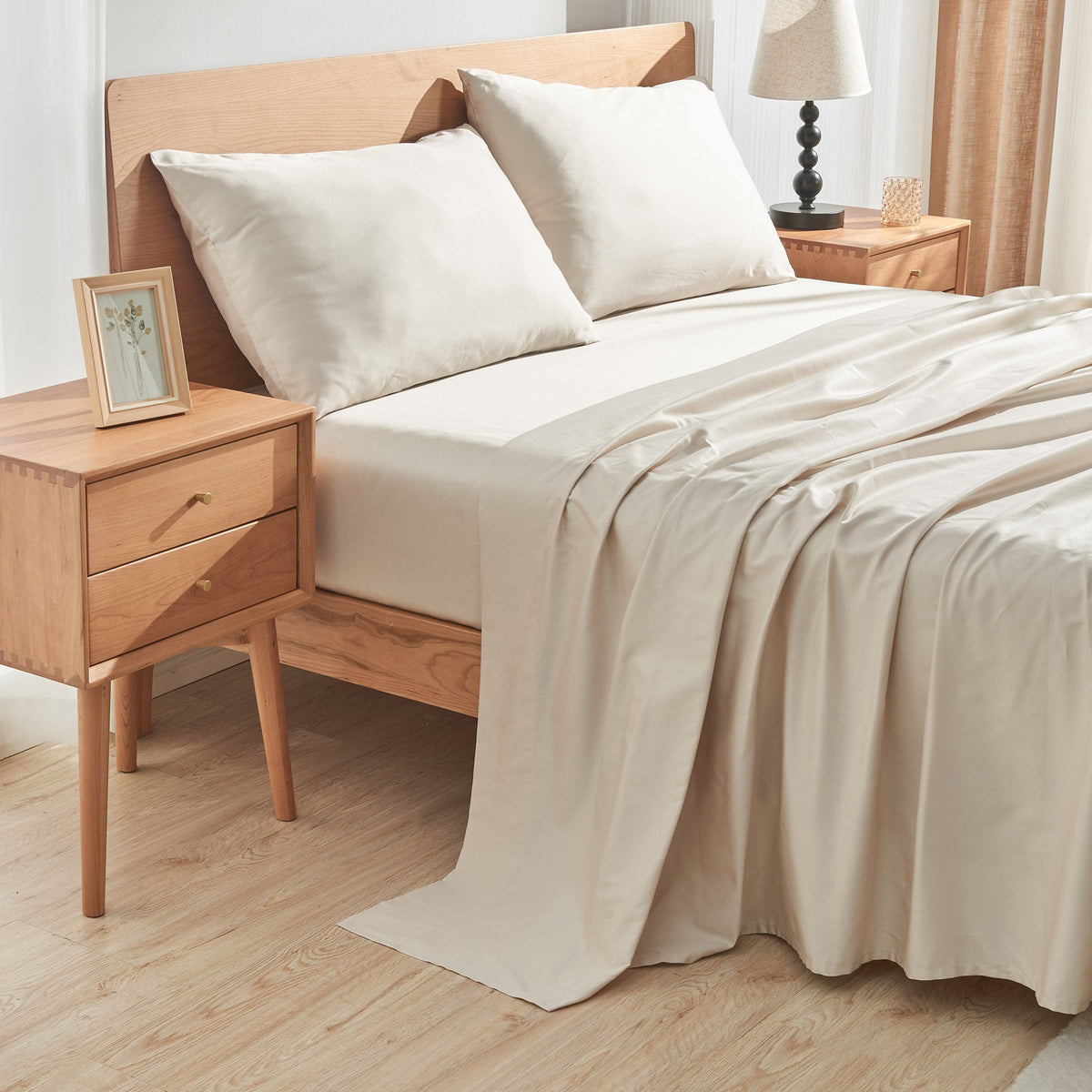 Bed Sheet Set, LuxeSoft Cotton, Breathable Construction for Master Bedrooms, Guest Beds and Daily Use, 6 Sizes and 5 Colors image 5