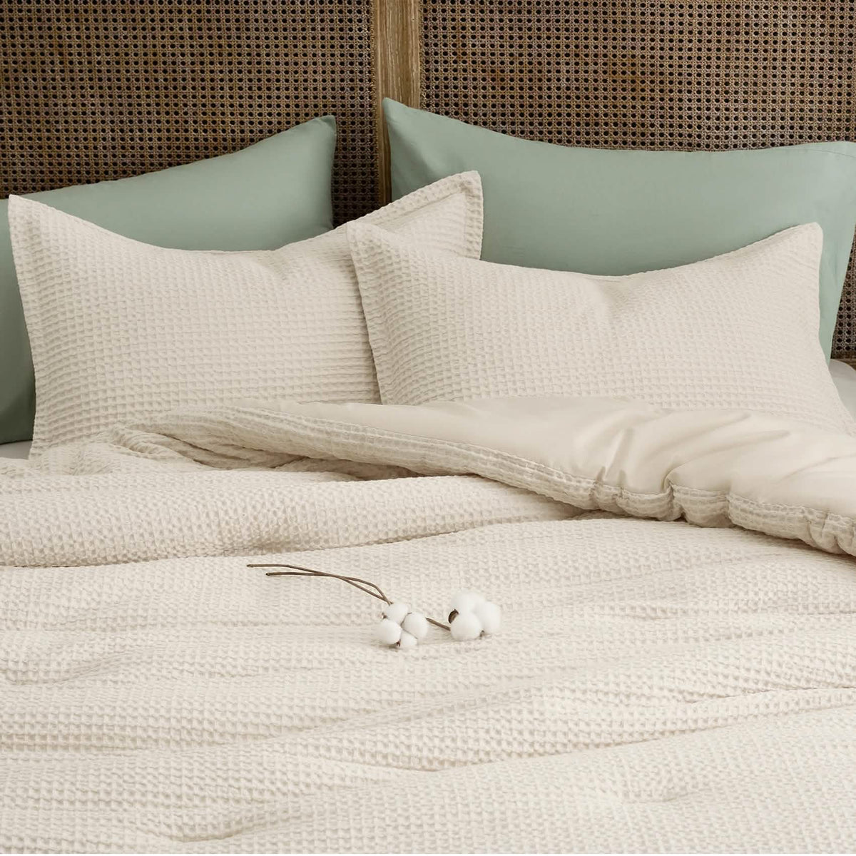 Bed Comforter, Cotton Waffle Weave Set, Breathable Construction for Everyday Bedding and Comfortable Sleep, 5 Sizes and 12 Colors image 5