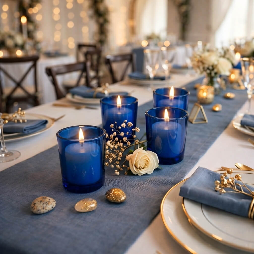 Votive Candle Holder Set, Blue 12 Pack for Home Candle Displays and Table Centerpieces, Designed for Everyday Home Use image 5