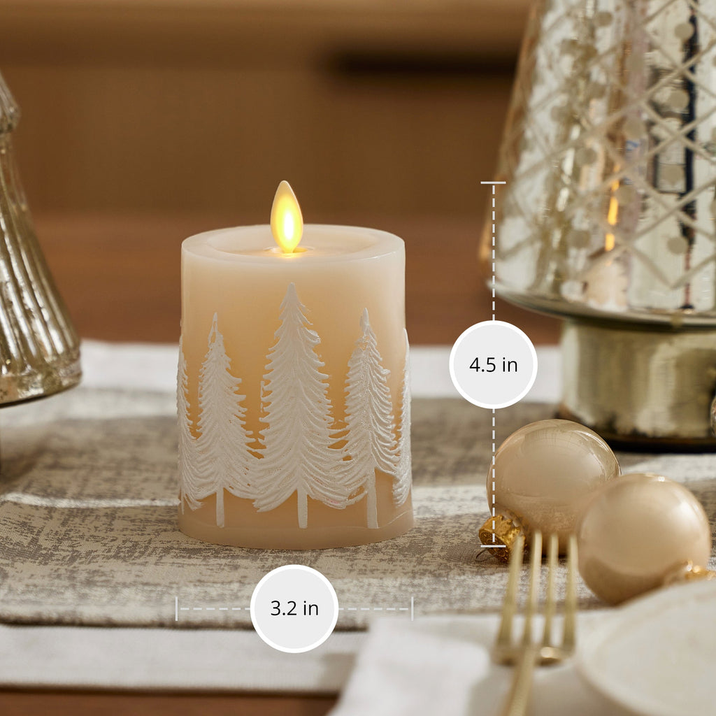 Flameless Candle, White Swan Embossed Trees Pillar for Bedrooms, Living Rooms and Everyday Candlelight Ambience, 2 Size Options image 5