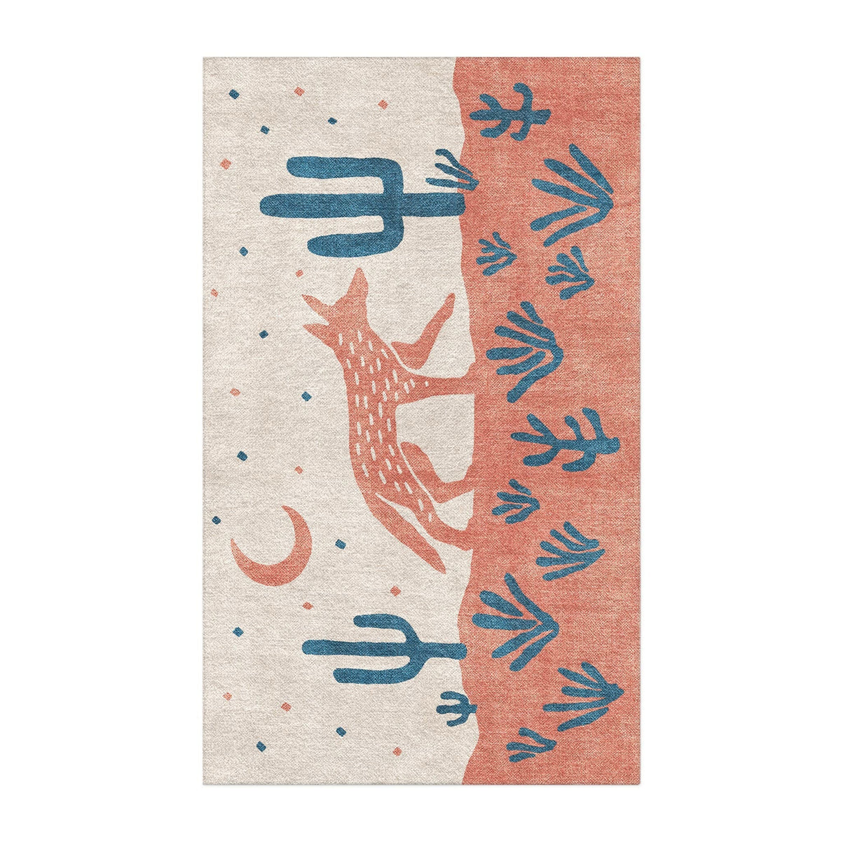 Area Rug, Desert Coyote Denim Blue & Terracotta for Hallways, Dining Spaces and Home Decor, 9 Size Options image 5