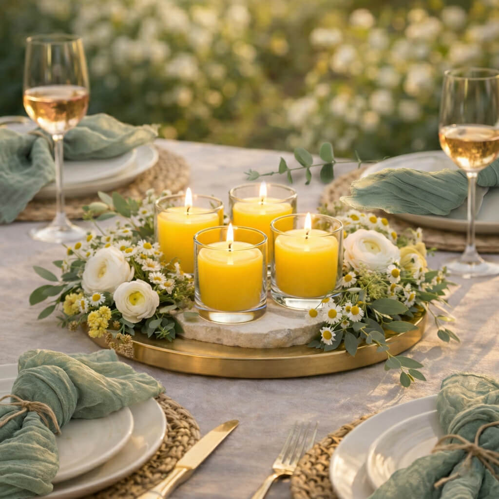 Decorative Candle, Richland Votive Unscented Yellow 10 Hour Set for Living Rooms, Bedrooms and Relaxing Evenings image 5