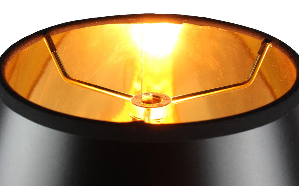 Lamp Shade, 14"W x 11"H Bold Black with True Gold Lining for Table Lamps, Floor Lamps and Home Lighting image 5