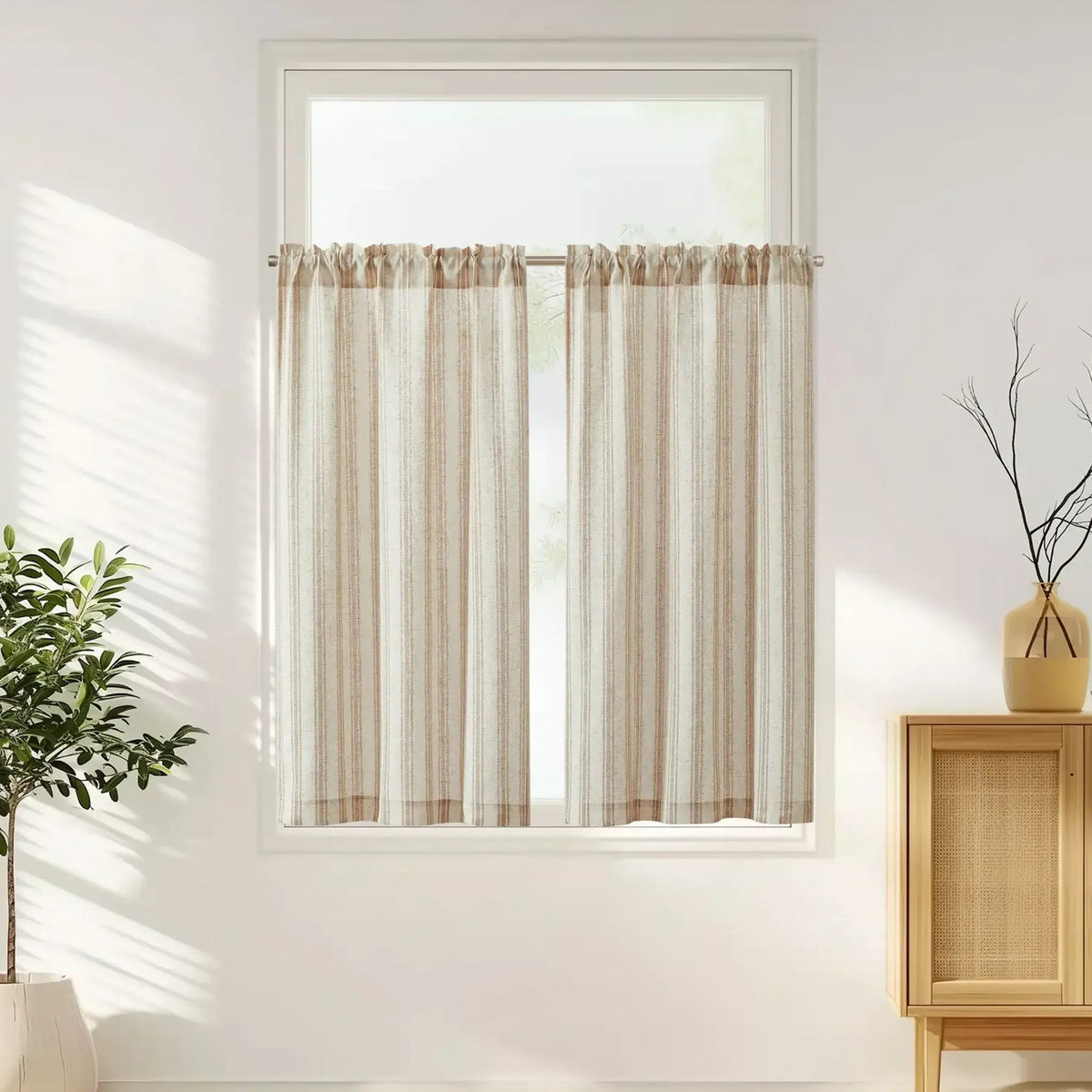 Window Curtain, Twill Striped Linen Blend Rod Pocket Kitchen, Lightweight Design for Windows, Room Styling and Everyday Privacy image 5