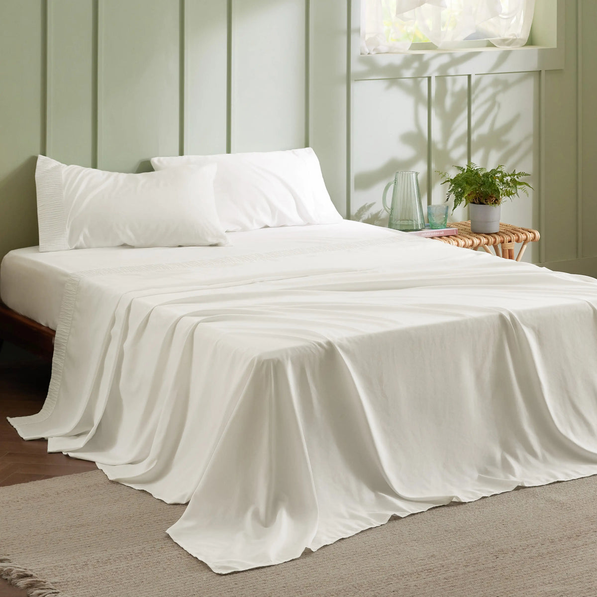 Bed Sheet Set, Ruched, Cooling Comfort, Breathable Construction for Master Bedrooms, Guest Beds and Daily Use, 7 Sizes and 14 Colors image 5