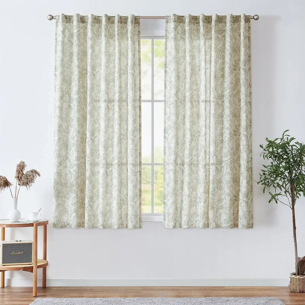 Window Curtain, Ethereal Botanical Linen Curtains (2 Panels), Lightweight Design for Windows, Room Styling and Everyday Privacy image 5