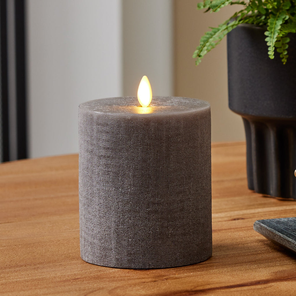 Flameless Candle, Chalky Linen Charcoal Gray Pillar for Mantels, Entryways and Holiday Displays, 3 Size Options image 5