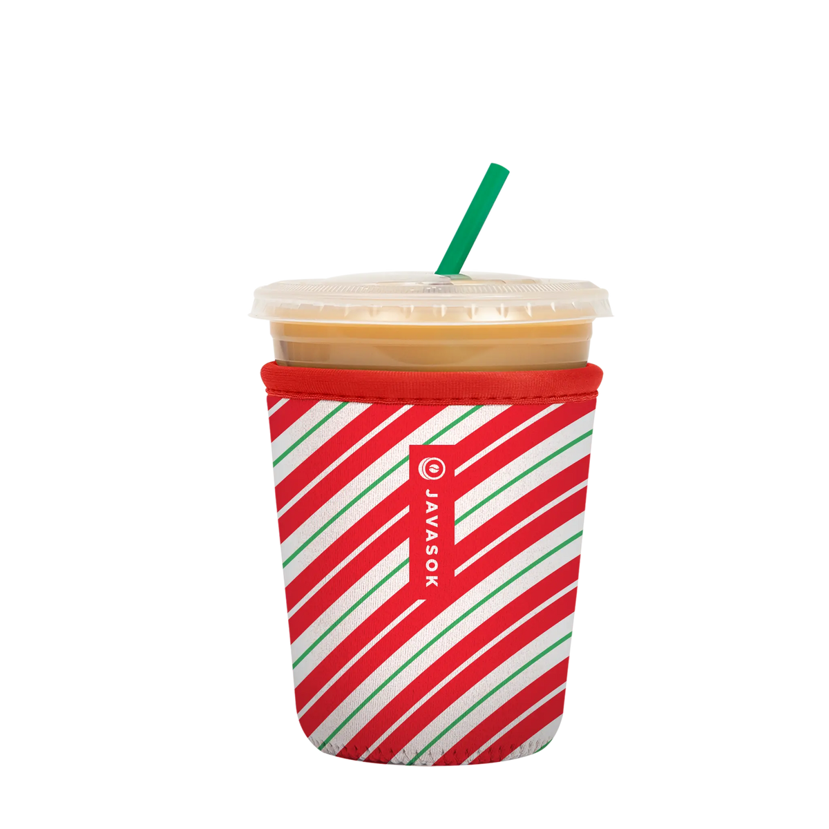 Reusable Cup Sleeve, Candy Cane Stripes, Neoprene Construction for Iced Coffee, Cold Drinks and Condensation Control, 2 Size Options image 5