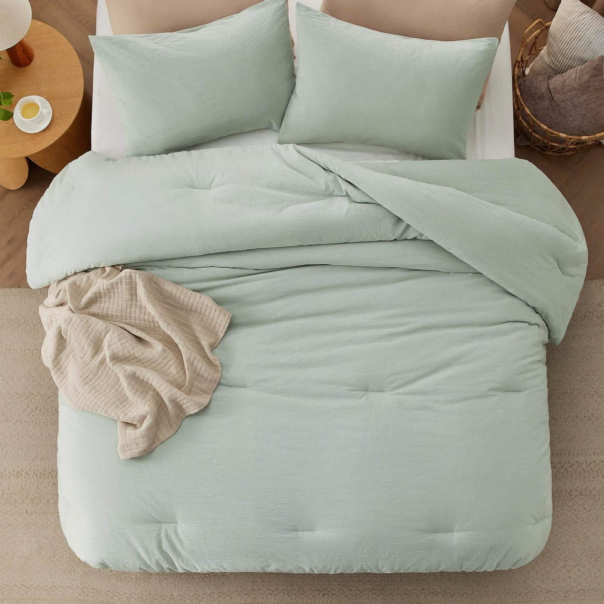 Bed Comforter, Prewashed Cotton Set for Year-Round Bedroom Comfort and Restful Sleep, 5 Sizes and 12 Colors image 5