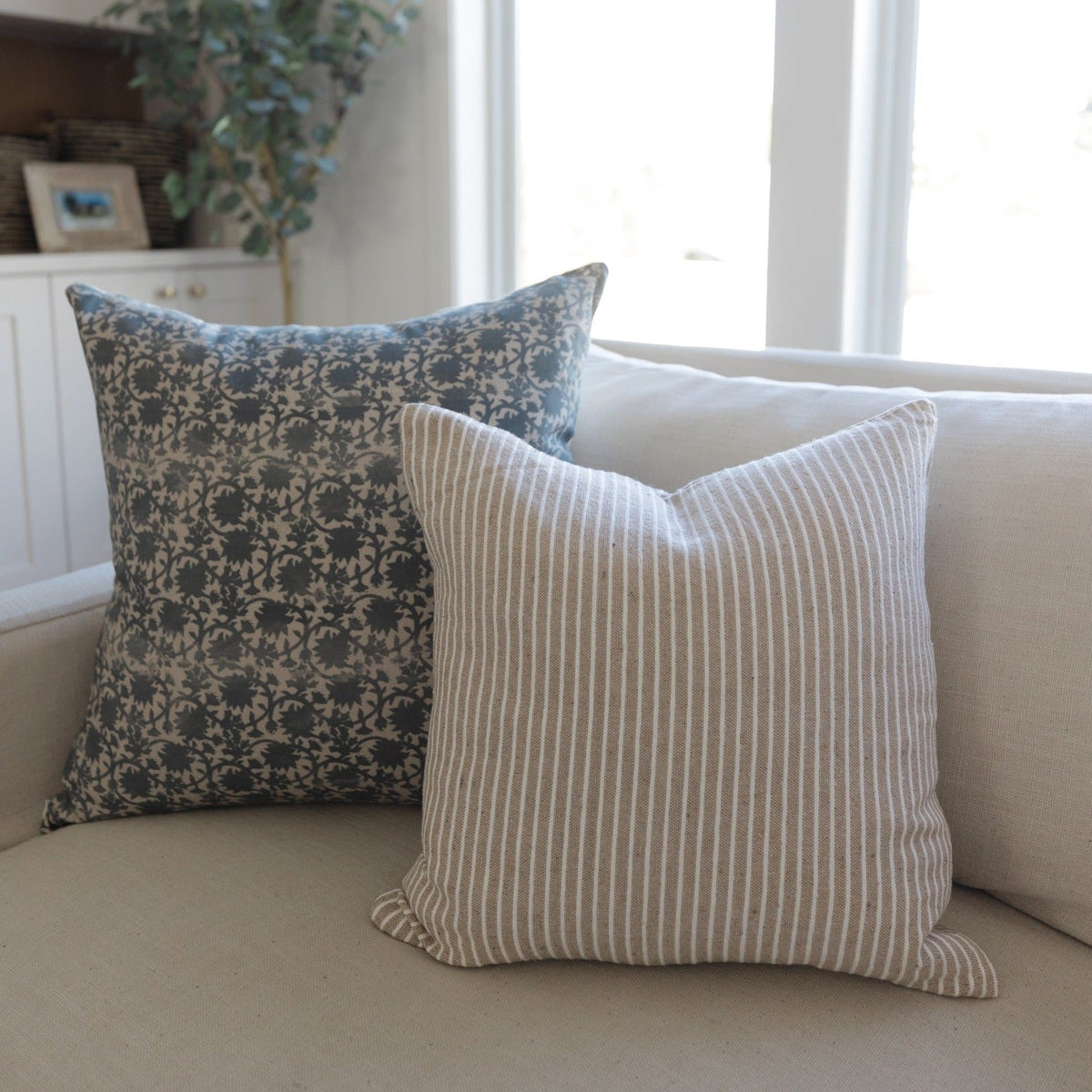 Decorative Pillow Cover Set, June in Tan 18" 22" 26" for Bedroom Styling and Living Room Decor, 3 Size Options image 5