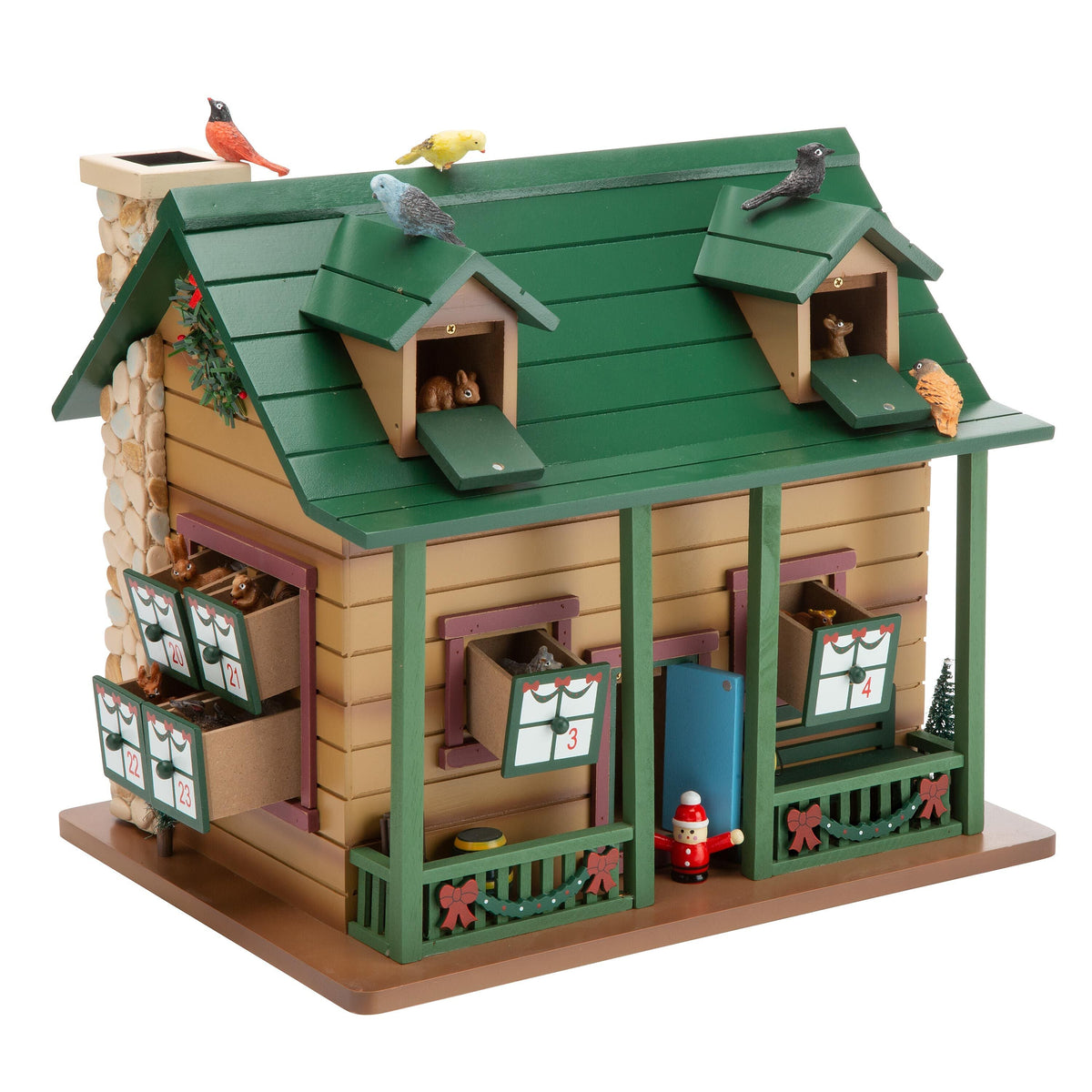 Seasonal Home Decor, Christmas Advent Cabin with Woodland Animals for Mantels, Tables and Seasonal Decorating image 5