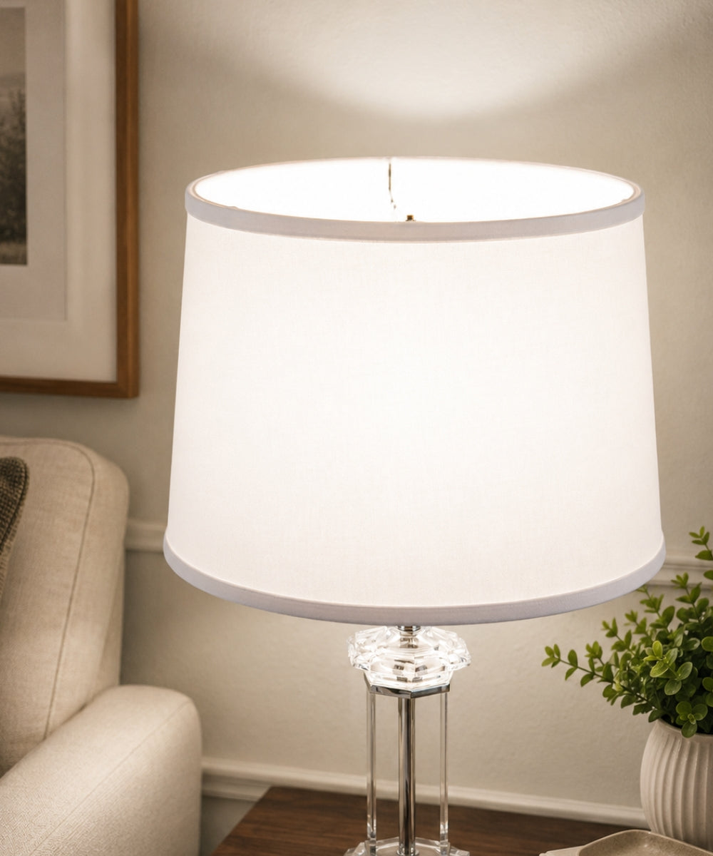 Fabric Lamp Shade, 14"W x 10"H White Linen Drum for Lamp Replacement, Reading Corners and Living Spaces image 5