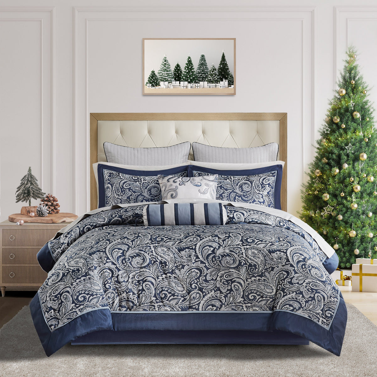 Bed Comforter, Aubrey 12 Piece Set with Cotton in a Bag for Year-Round Bedroom Comfort and Restful Sleep, 4 Sizes and 5 Colors image 5