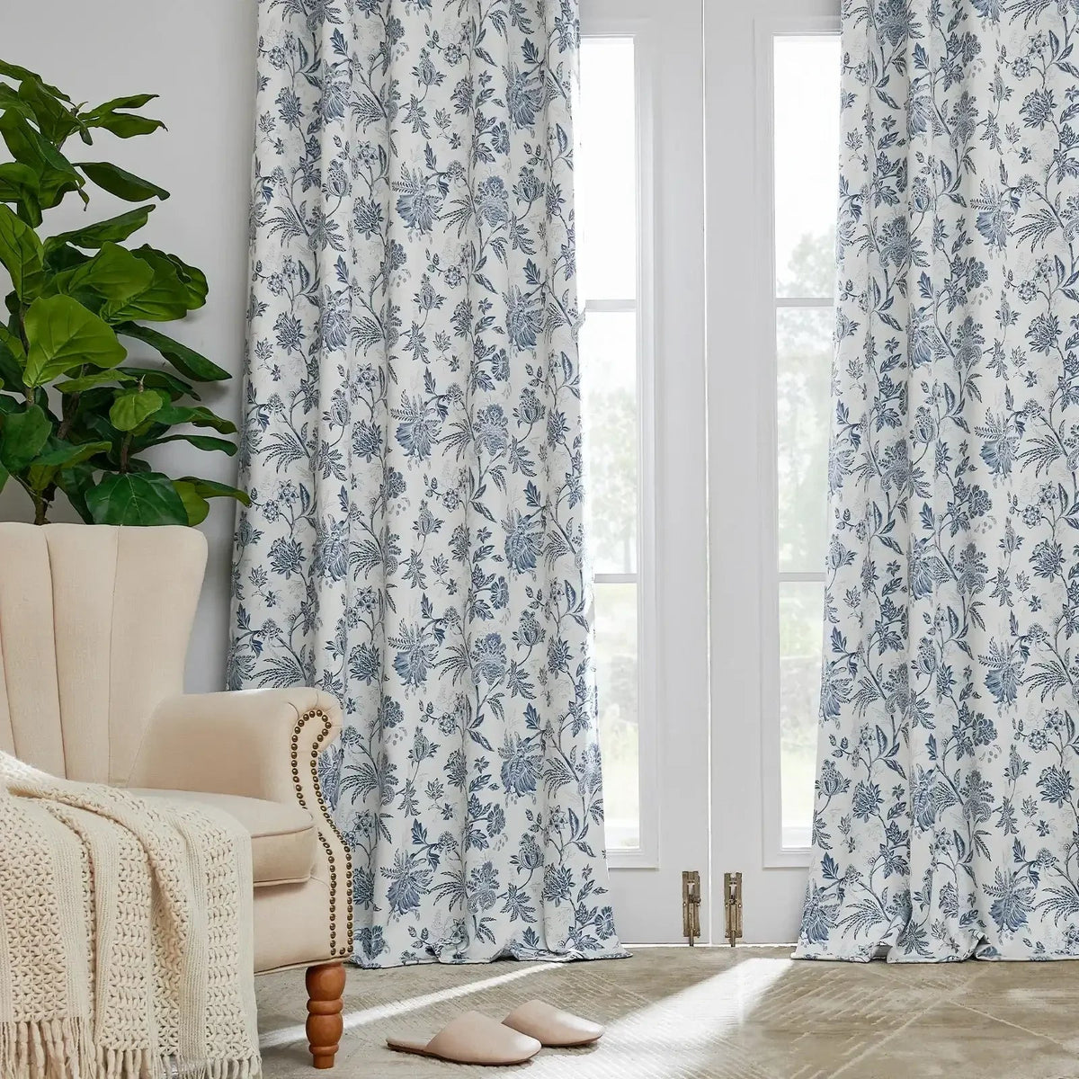 Window Curtain, Botanical Vine Brushstroke Curtains (2 Panels) for Bedrooms, Living Rooms and Home Privacy, 8 Sizes and 5 Colors image 5