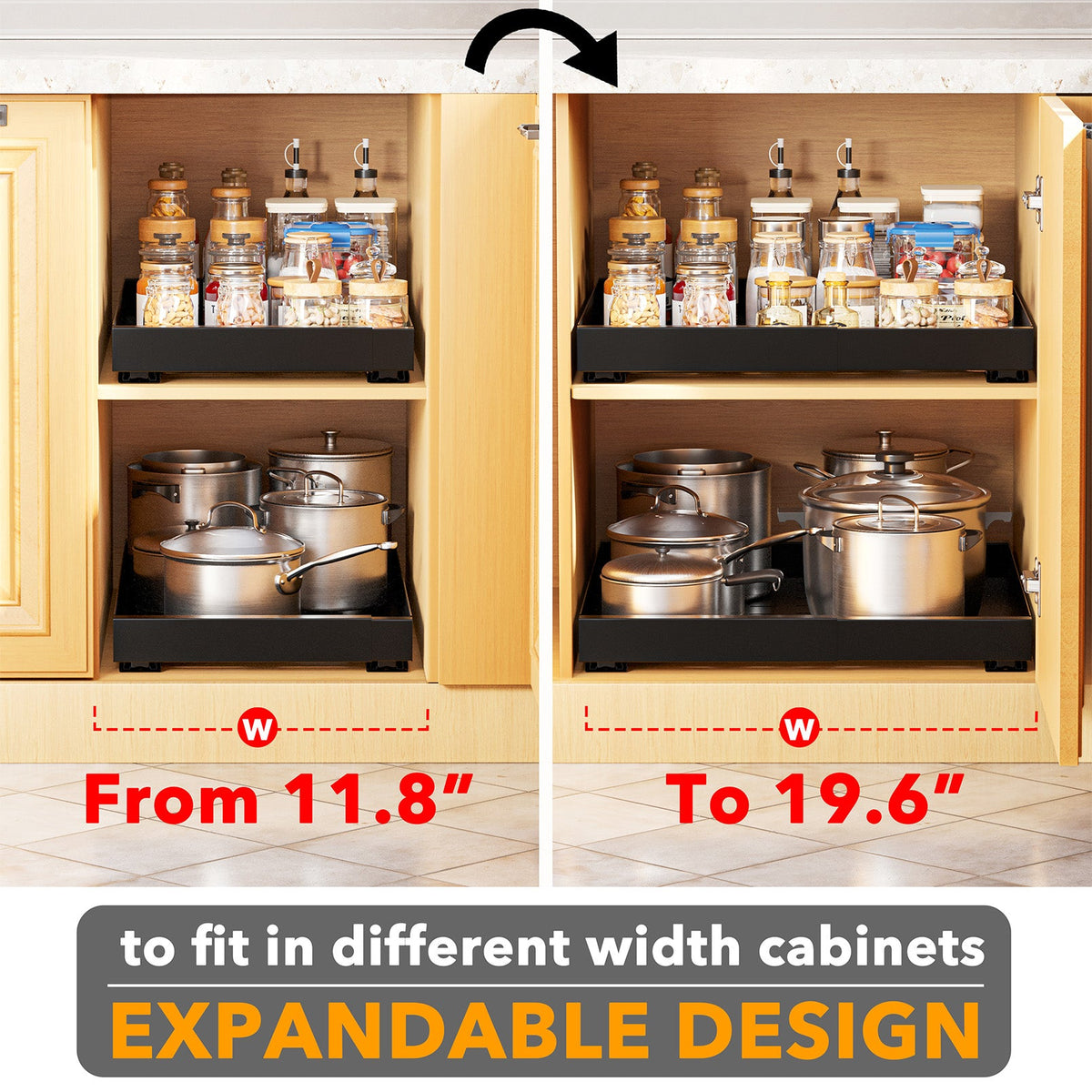 Home Storage Organizer, Adjustable No Drill Adhesive Pull Out Cabinet for Closets, Shelves and Everyday Organization image 5
