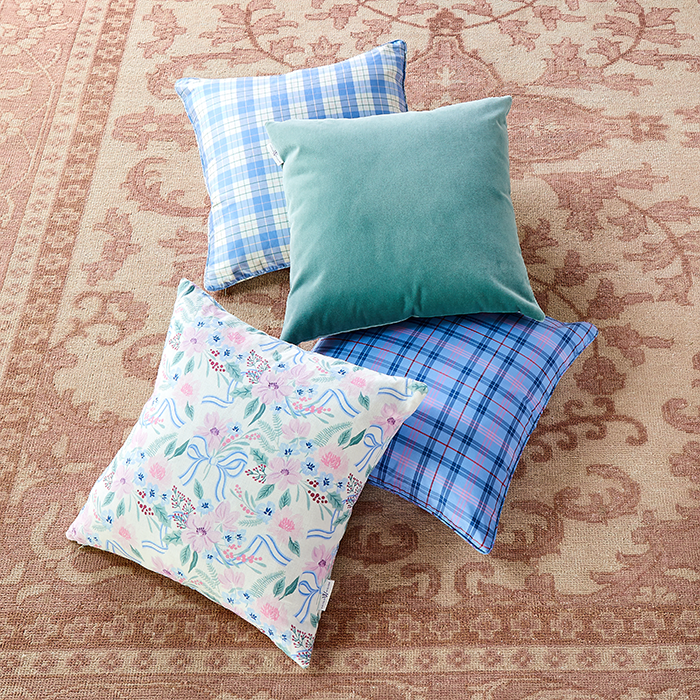 Decorative Pillow Cover Set, Porcelain Plaid in Silk for Bedroom Styling and Living Room Decor, 3 Size Options image 5