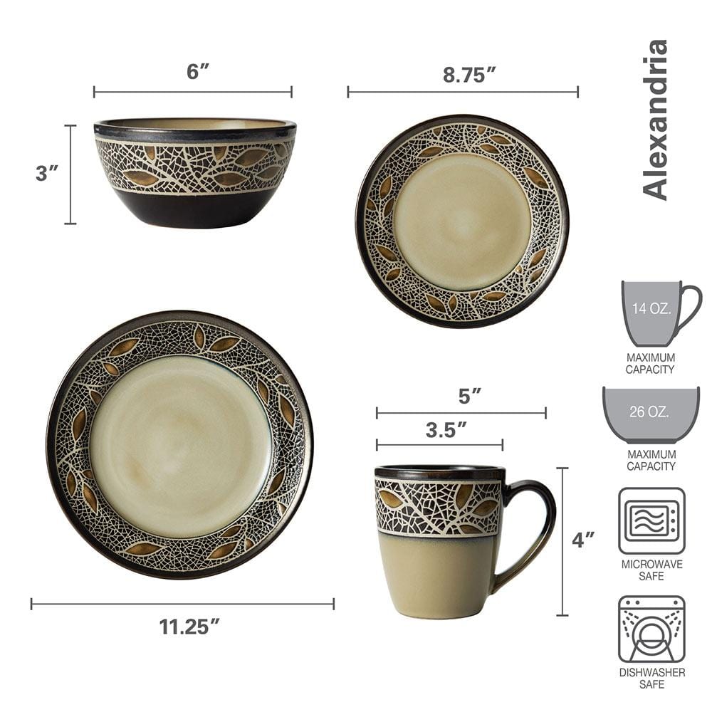 Dinnerware, Alexandria Set, Dishwasher-Safe Care for Family Dining, Serving and Entertaining, 3 Size Options image 5