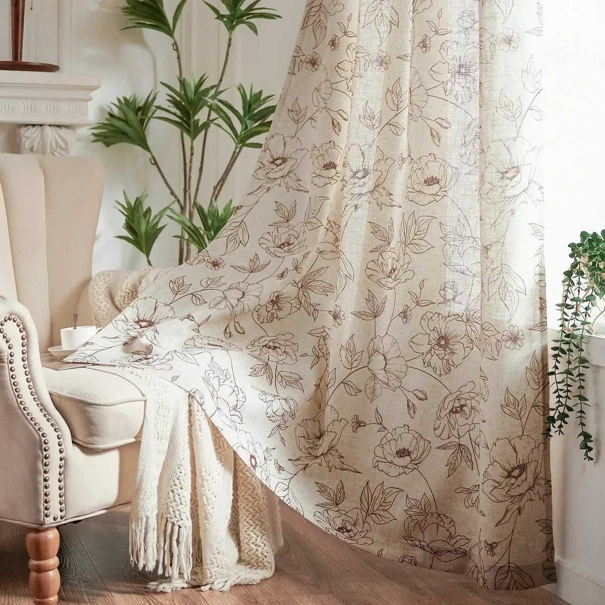 Window Curtain, Floral Linen Curtains (2 Panels), Lightweight Design for Windows, Room Styling and Everyday Privacy, 3 Sizes and 5 Colors image 5
