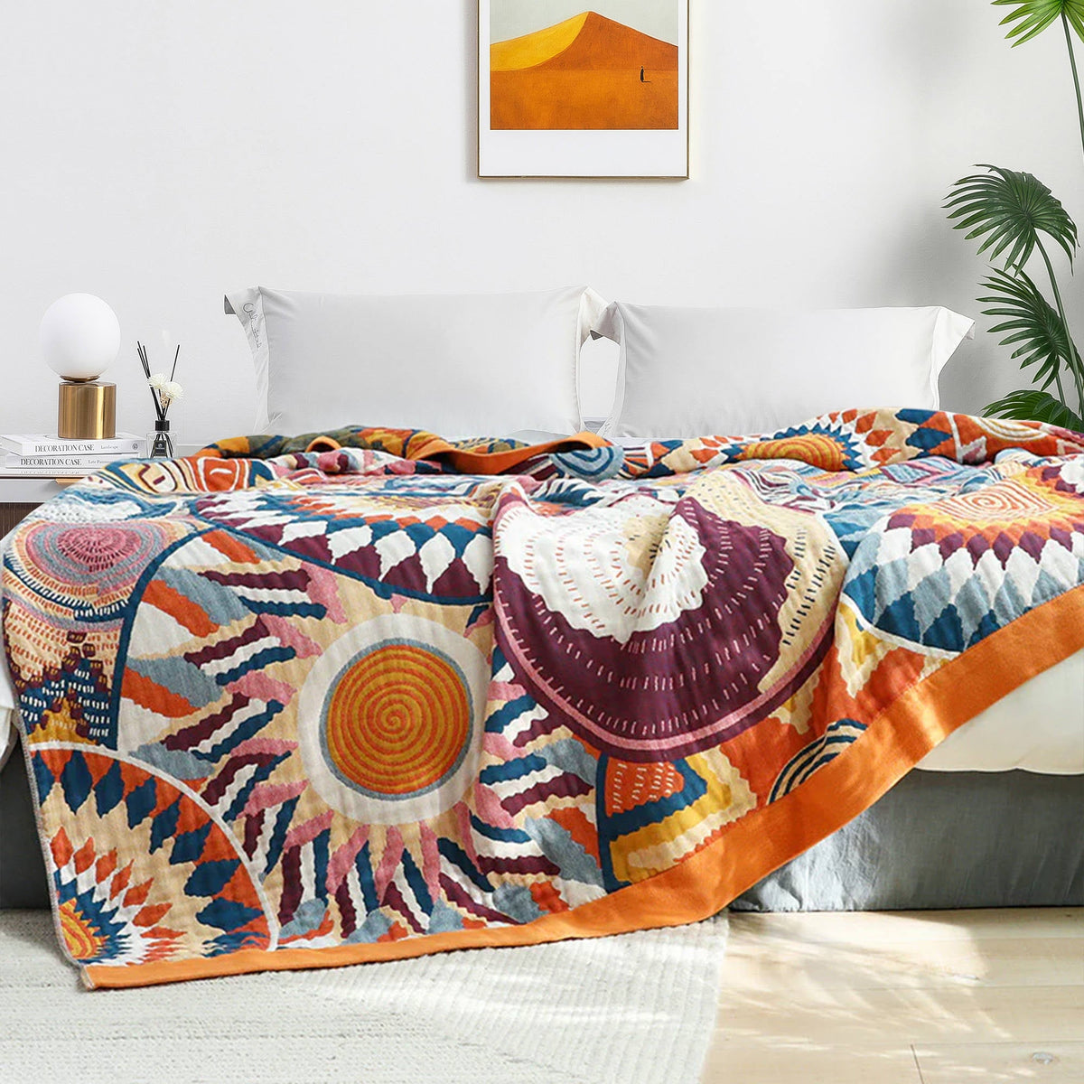 Cozy Throw Blanket, Boho Cotton, Machine-Washable Care for Living Rooms, Bedrooms and Everyday Lounging, 12 Color Options image 5