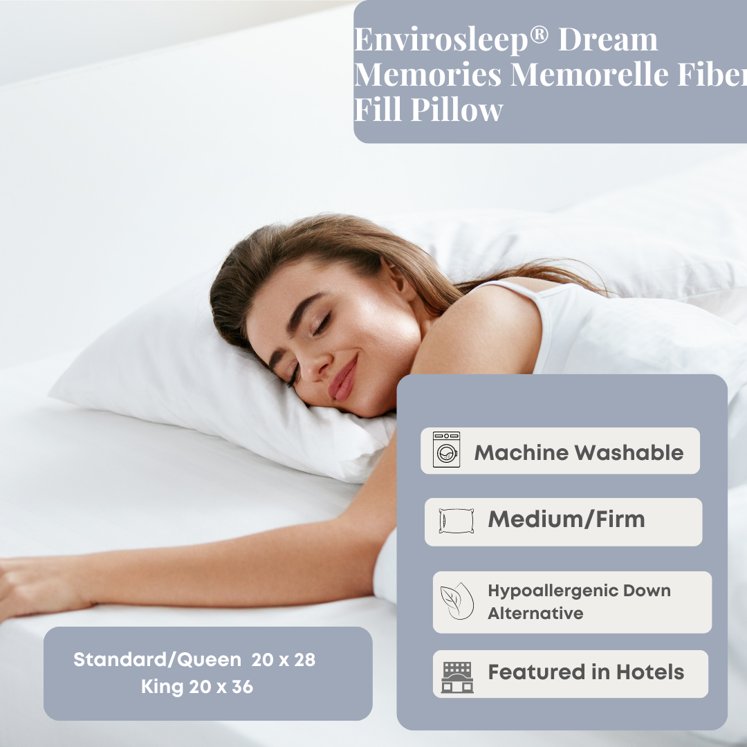 Bed Pillow, Envirosleep Dream Memories Memorelle Fiber, Breathable Construction for Everyday Sleep and Guest Room Bedding, 4 Size Options image 5