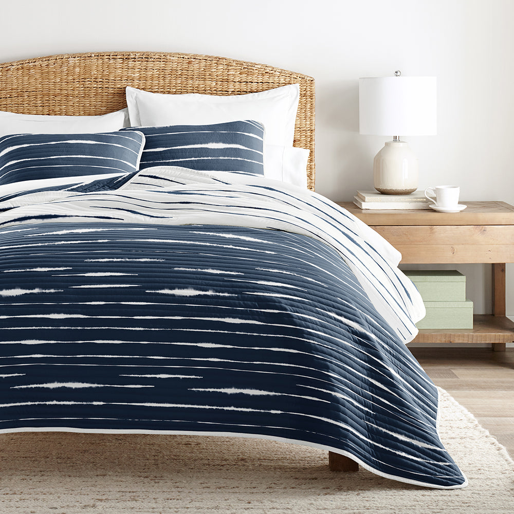 Quilted Coverlet Set, Horizon Lines Reversible for Guest Bedrooms, Layered Beds and Everyday Bedding, 3 Sizes and 2 Colors image 5