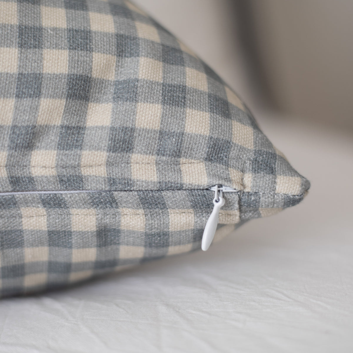 Decorative Pillow Cover Set, Dusty Blue Gingham 18" 20" 22" 26" 12x20", Machine-Washable Care for Sofas, Beds and Living Room Accents image 5