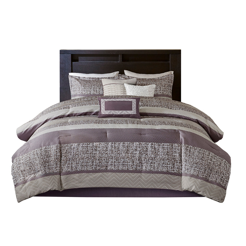 Bed Comforter, Rhapsody 7 Piece Jacquard Set, Machine-Washable Care for Year-Round Bedroom Comfort and Restful Sleep, 3 Sizes and 3 Colors image 5
