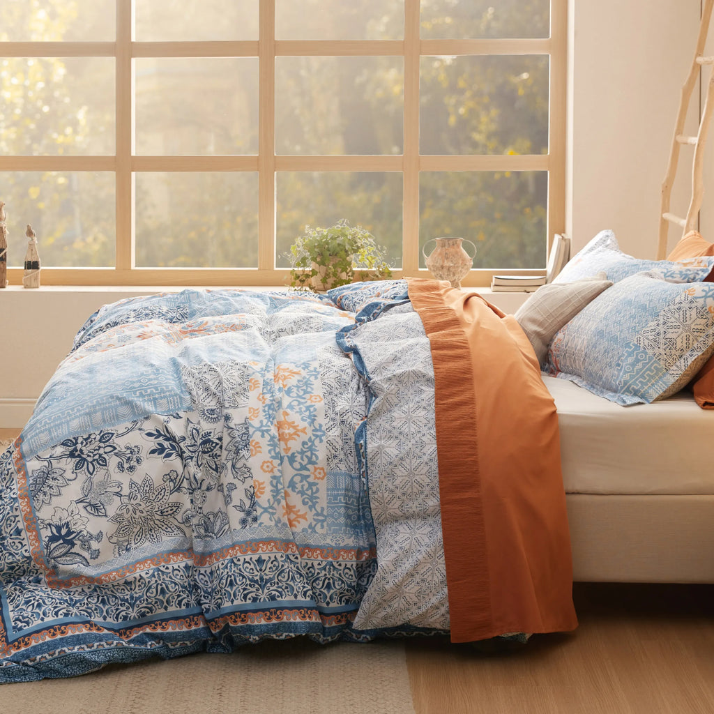 Duvet Cover Set, 100% Cotton Patterned, Breathable Construction for Bedroom Bedding Refresh and Everyday Comfort, 4 Sizes and 9 Colors image 5
