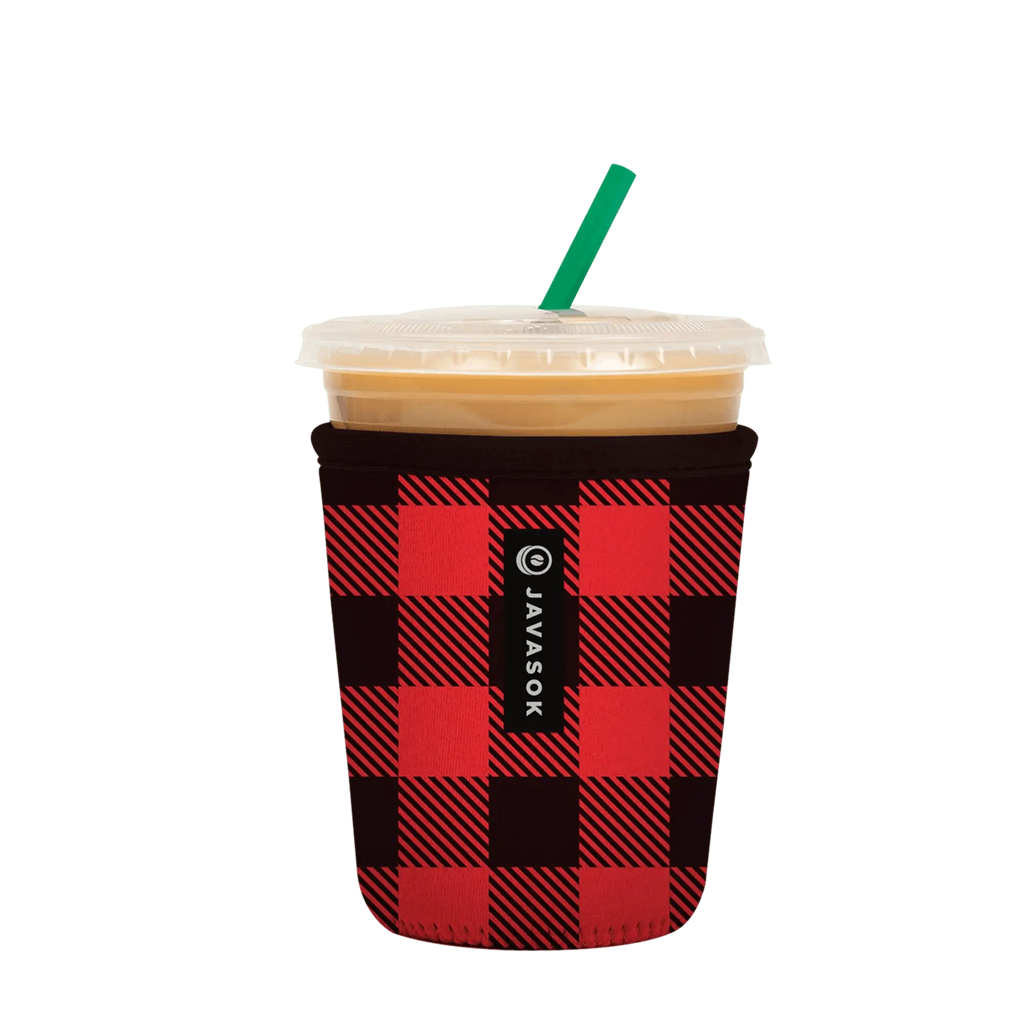 Reusable Cup Sleeve, Buffalo Check, Neoprene Construction for Iced Coffee, Cold Drinks and Condensation Control image 5