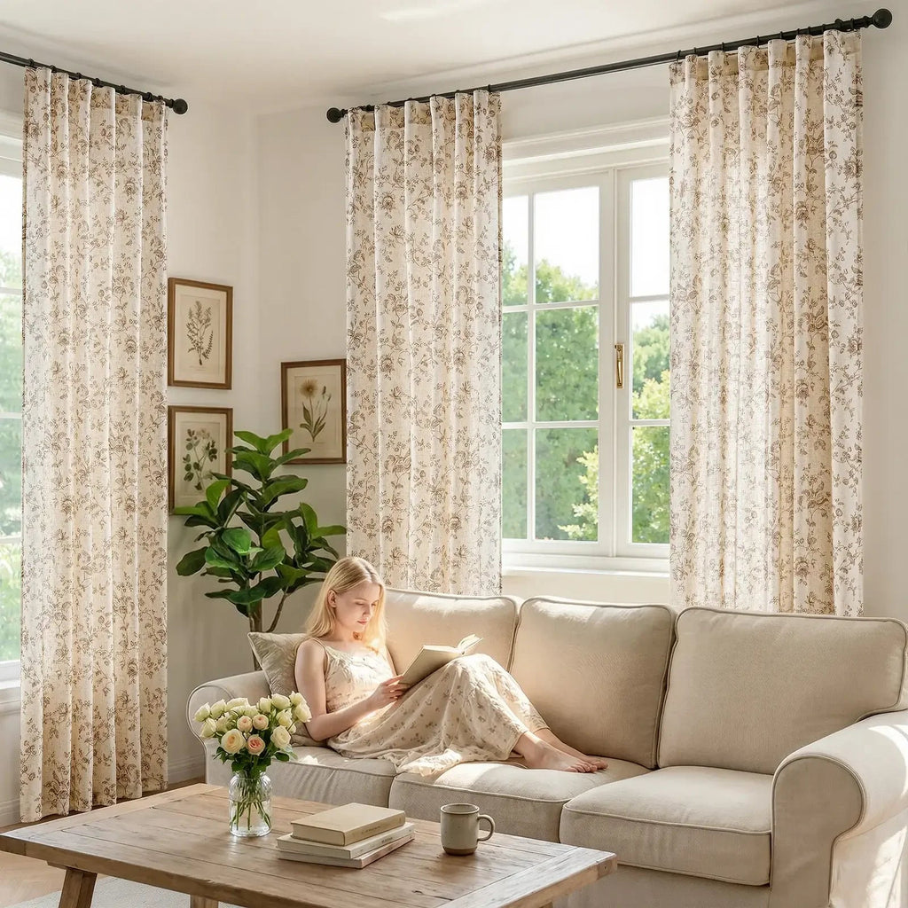 Window Curtain, Amelie Floral Linen Blend Curtains (2 Panels), Machine-Washable Care for Bedrooms, Living Rooms and Home Privacy image 5
