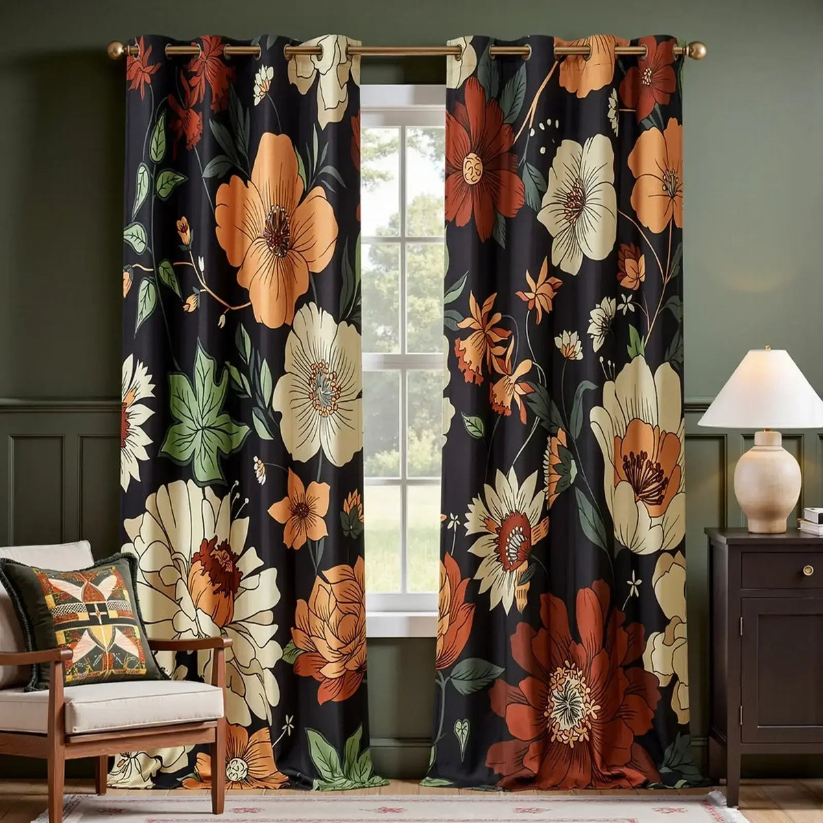 Window Curtain, Hannah Floral Blackout Curtains (2 Panels), Lightweight Design for Bedrooms, Living Rooms and Home Privacy image 5
