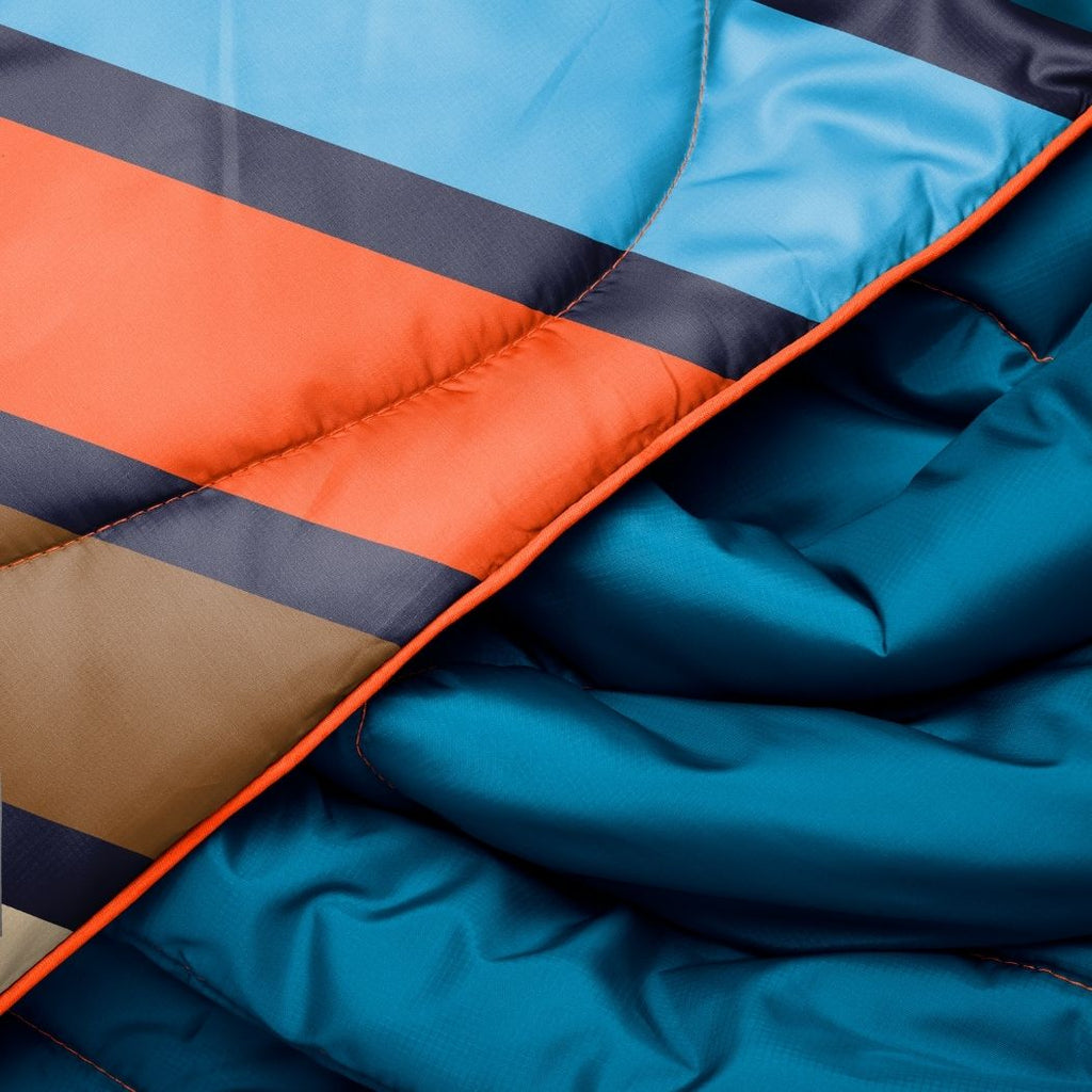 Puffy Blanket, Original Midnight Retro Stripes, Weather-Resistant Shell for Camping, Cabins and Outdoor Relaxation image 5