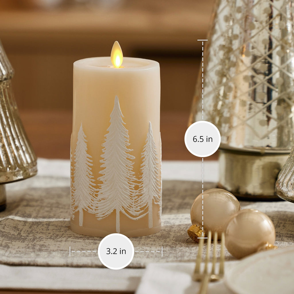 Flameless Candle, White Swan Embossed Trees Pillar for Bedrooms, Living Rooms and Everyday Candlelight Ambience, 2 Size Options image 6