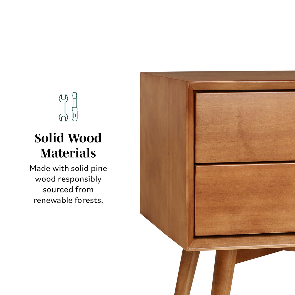 Nightstand, Mid Century Solid Wood Collection 1 or 2 for Bedrooms, Bedside Essentials and Everyday Storage, 2 Color Options image 6