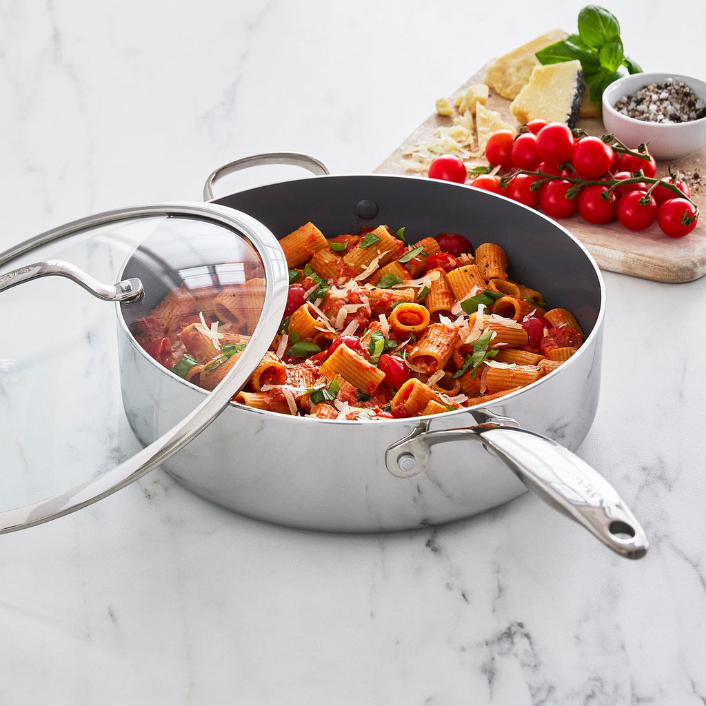 Stainless Steel Sauté Pan, 5 Quart with Lid, Dishwasher-Safe Care for Searing, Stir-Frying and Family Meal Prep image 6