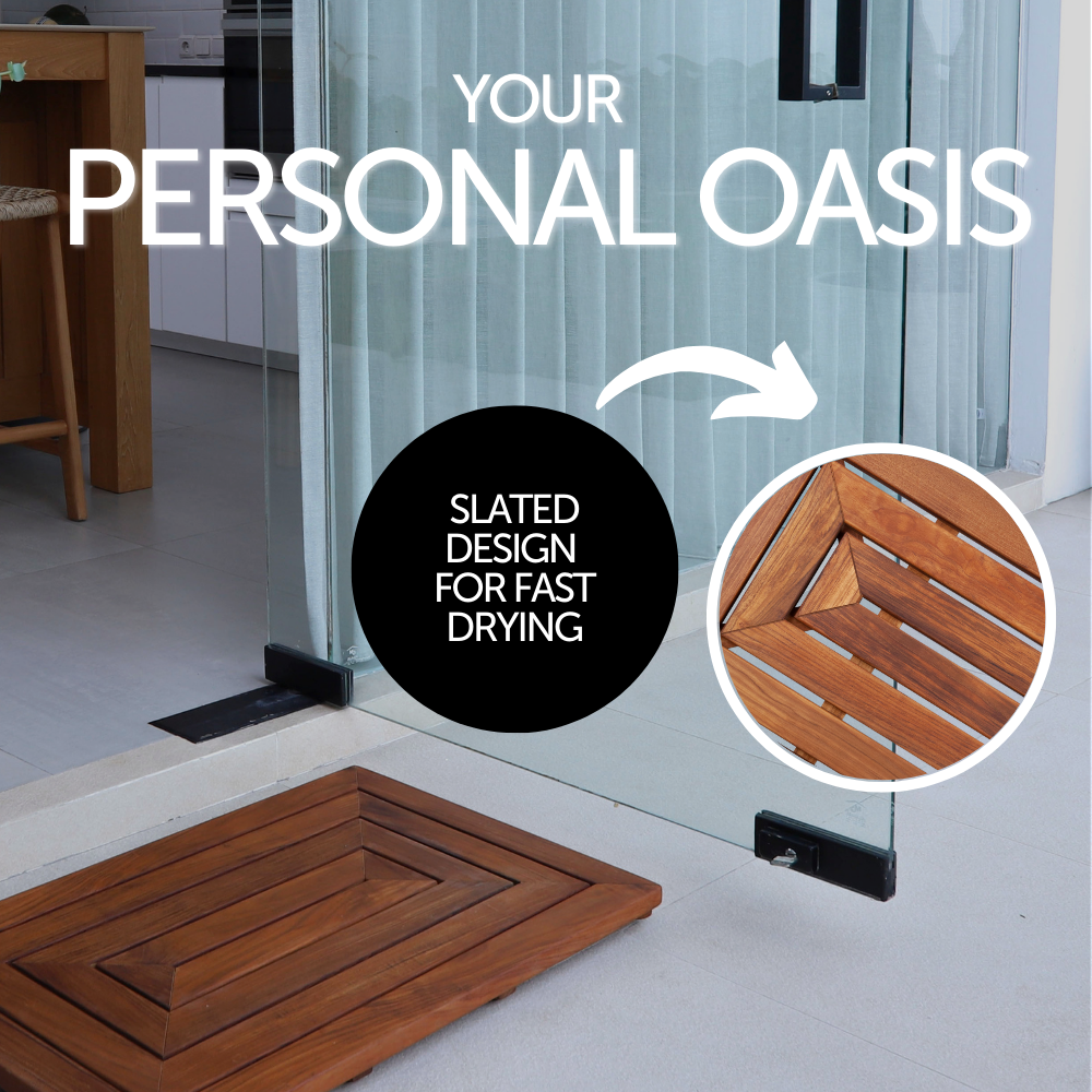 Teak Shower Mat, Aromi Oiled 31.4″ x 19.6″ for Bath Floors, Shower Areas and Everyday Bathroom Use image 6