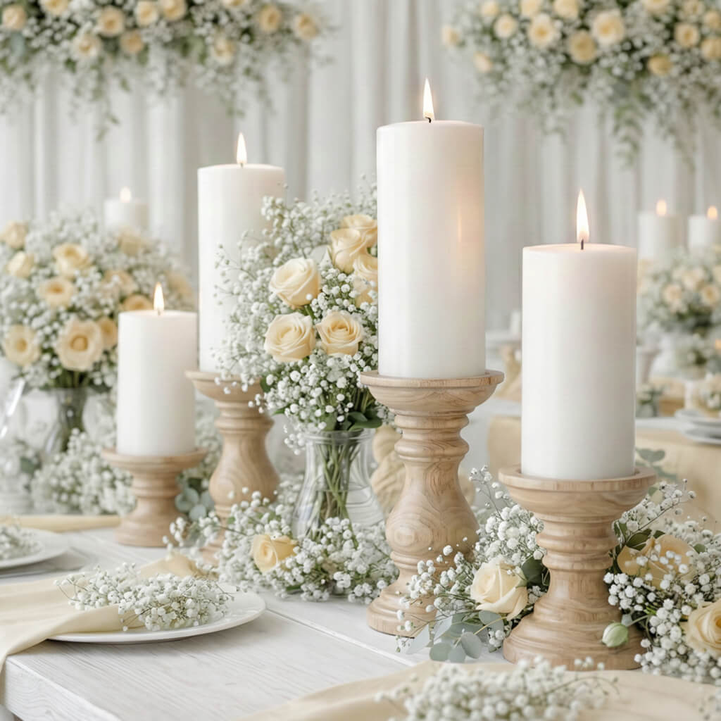 Pillar Candle, 4" x 12" White, Cotton Wicks, Hand-Poured Wax, Unscented Wax for Home Candle Displays and Table Centerpieces image 6