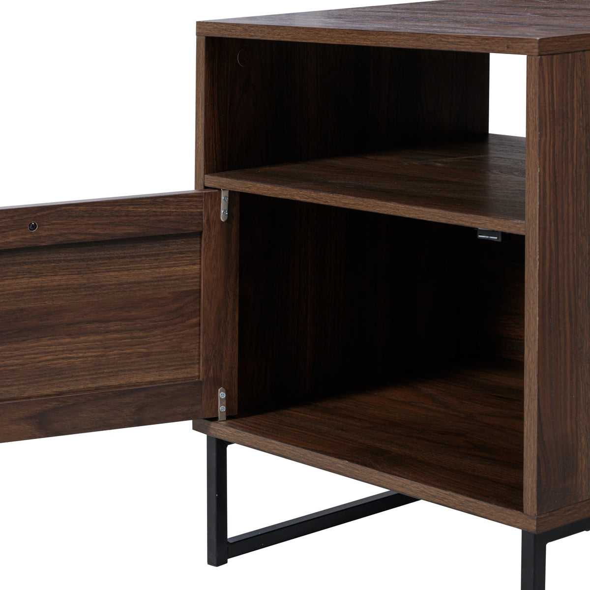 Nightstand, Rattan & Wood Storage Nightstands Walnut Set for Bedside Storage, Bedroom Organization and Guest Rooms image 6