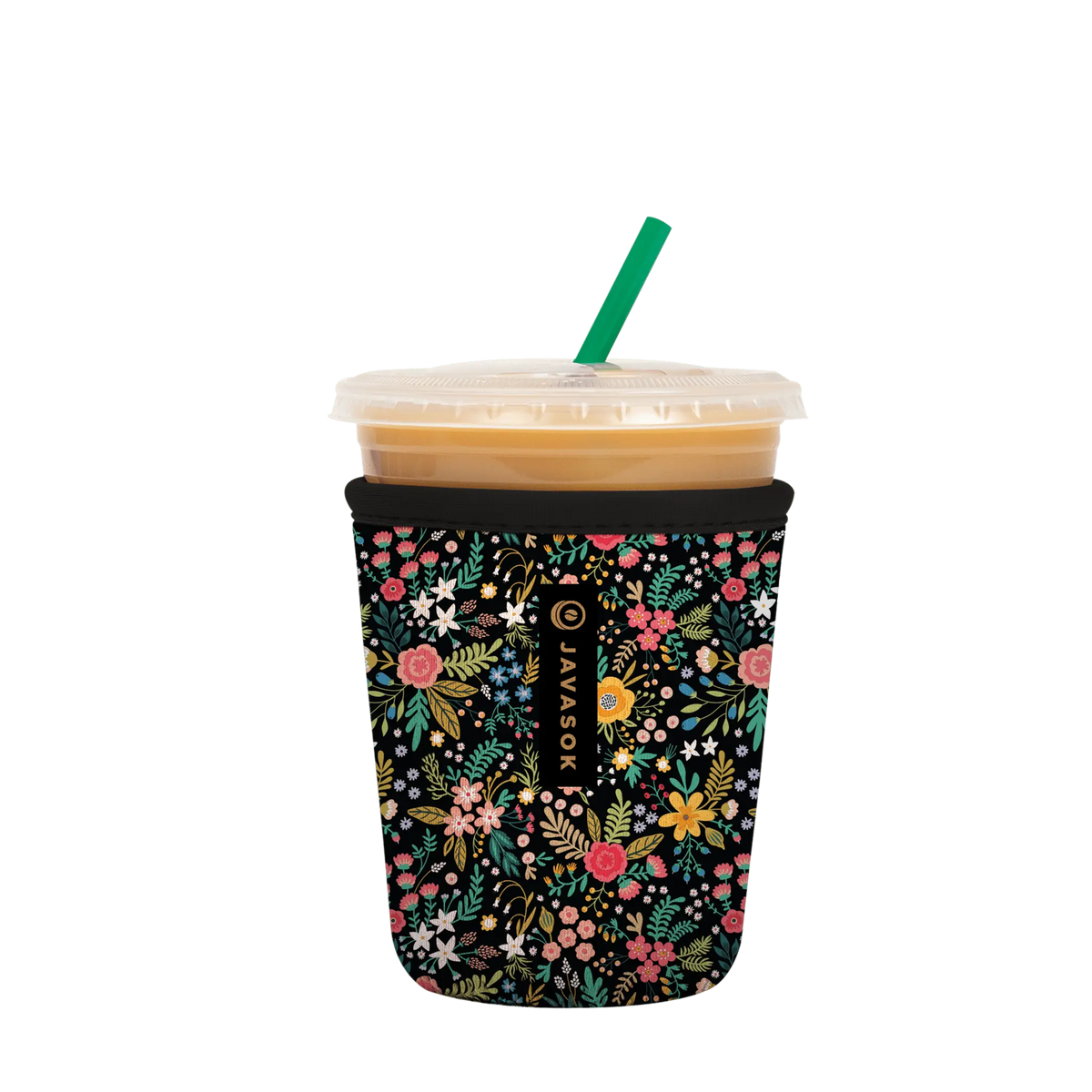 Reusable Cup Sleeve, Black English Garden Picnic, Neoprene Construction for Iced Coffee, Cold Drinks and Condensation Control image 6
