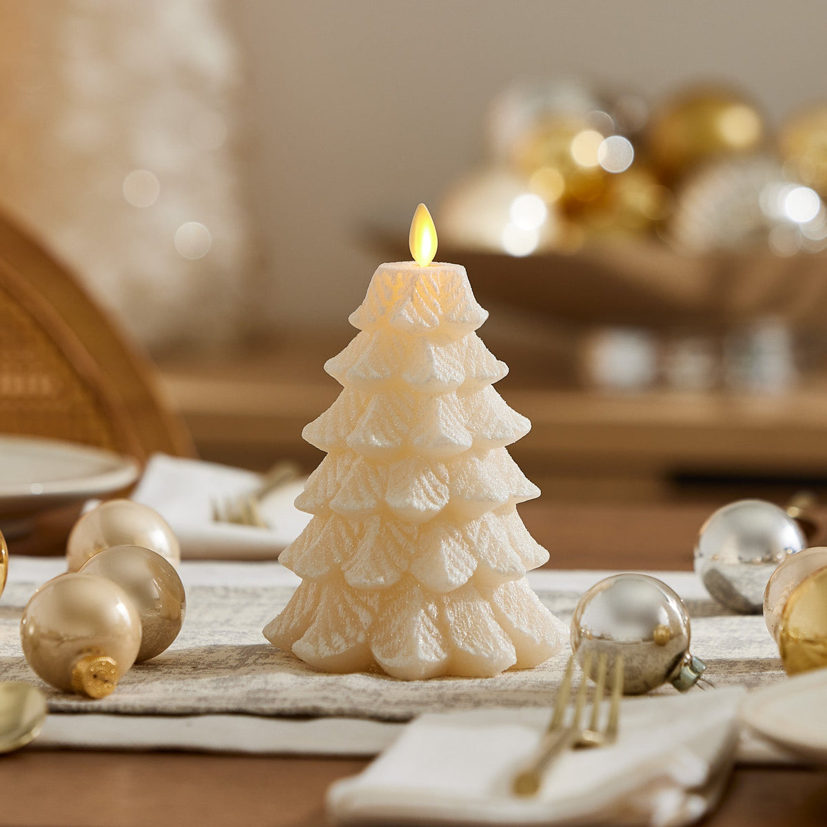 Flameless Candle, White Swan Tree for Mantels, Entryways and Holiday Displays, 2 Size Options image 6