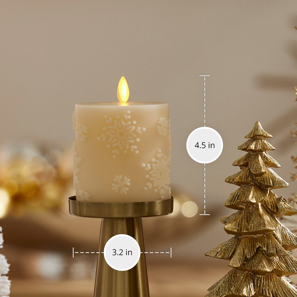Flameless Candle, White Swan Embossed Snowflake Pillar for Mantels, Entryways and Holiday Displays, 2 Size Options image 6